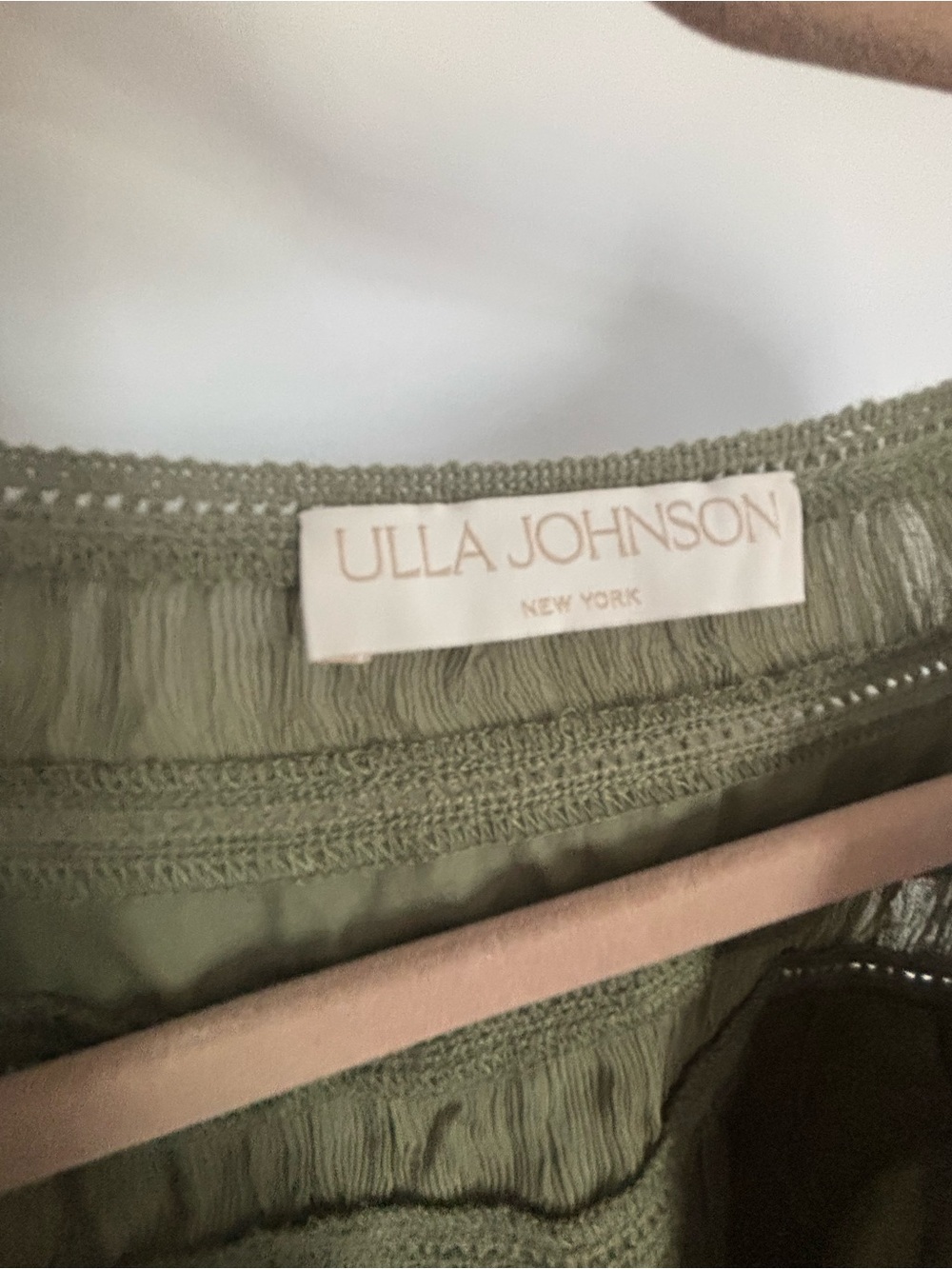Ulla Johnson Olive Peasant Blouse with Scallop Hem - Picture 5 of 5